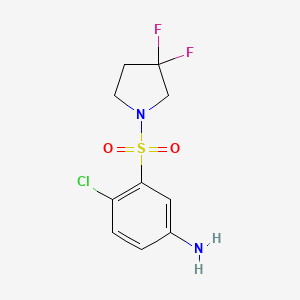 molecular formula C10H11ClF2N2O2S B8243770 4-Chloro-3-((3,3-difluoropyrrolidin-1-yl)sulfonyl)aniline 
