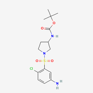 molecular formula C15H22ClN3O4S B8243778 tert-Butyl (1-((5-amino-2-chlorophenyl)sulfonyl)pyrrolidin-3-yl)carbamate 