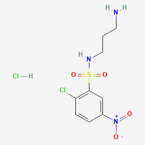 molecular formula C9H13Cl2N3O4S B8243784 N-(3-Aminopropyl)-2-chloro-5-nitrobenzenesulfonamide hydrochloride 