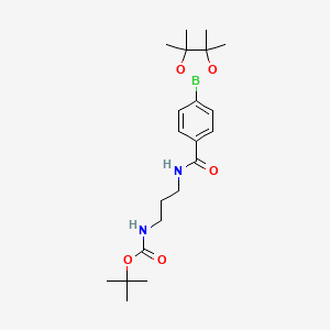 molecular formula C21H33BN2O5 B8243797 tert-Butyl (3-(4-(4,4,5,5-tetramethyl-1,3,2-dioxaborolan-2-yl)benzamido)propyl)carbamate 