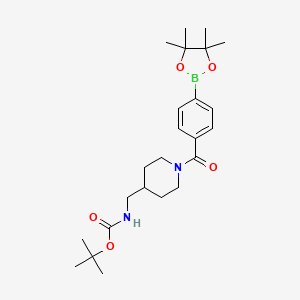 molecular formula C24H37BN2O5 B8243808 tert-Butyl ((1-(4-(4,4,5,5-tetramethyl-1,3,2-dioxaborolan-2-yl)benzoyl)piperidin-4-yl)methyl)carbamate 