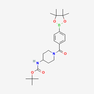 molecular formula C23H35BN2O5 B8243812 tert-Butyl (1-(4-(4,4,5,5-tetramethyl-1,3,2-dioxaborolan-2-yl)benzoyl)piperidin-4-yl)carbamate 