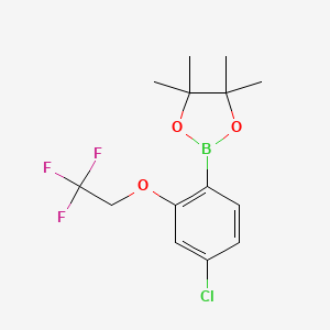 molecular formula C14H17BClF3O3 B8243832 2-(4-Chloro-2-(2,2,2-trifluoroethoxy)phenyl)-4,4,5,5-tetramethyl-1,3,2-dioxaborolane 
