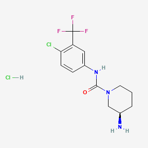molecular formula C13H16Cl2F3N3O B8243857 (R)-3-Amino-N-(4-chloro-3-(trifluoromethyl)phenyl)piperidine-1-carboxamide hydrochloride 