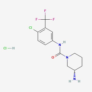 molecular formula C13H16Cl2F3N3O B8243858 (S)-3-Amino-N-(4-chloro-3-(trifluoromethyl)phenyl)piperidine-1-carboxamide hydrochloride 