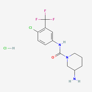 molecular formula C13H16Cl2F3N3O B8243861 3-Amino-N-(4-chloro-3-(trifluoromethyl)phenyl)piperidine-1-carboxamide hydrochloride 
