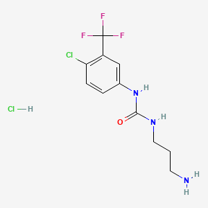 molecular formula C11H14Cl2F3N3O B8243876 1-(3-Aminopropyl)-3-(4-chloro-3-(trifluoromethyl)phenyl)urea hydrochloride 