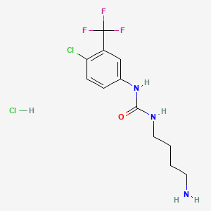 molecular formula C12H16Cl2F3N3O B8243880 1-(4-Aminobutyl)-3-(4-chloro-3-(trifluoromethyl)phenyl)urea hydrochloride 