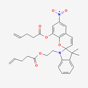 molecular formula C30H32N2O7 B8244080 3',3'-Dimethyl-6-nitro-1'-(2-(pent-4-enoyloxy)ethyl)spiro[chromene-2,2'-indolin]-8-yl pent-4-enoate 