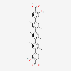 molecular formula C38H34O6 B8244239 3,3''''-Dihydroxy-2',2'',2''',5',5'',5'''-hexamethyl-[1,1':4',1'':4'',1''':4''',1''''-quinquephenyl]-4,4''''-dicarboxylic acid 