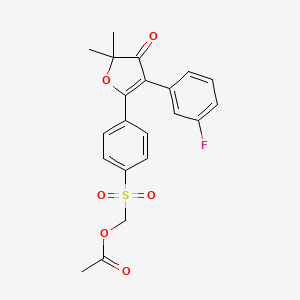 molecular formula C21H19FO6S B8244321 Aceticacid4-[3-(3-fluoro-phenyl)-5,5-dimethyl-4-oxo-4,5-dihydro-furan-2-yl]-benzenesulfonylmethylester 