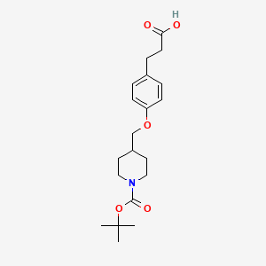 molecular formula C20H29NO5 B8244426 3-(4-((1-(tert-Butoxycarbonyl)piperidin-4-yl)methoxy)phenyl)propanoic acid 