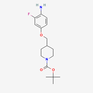 molecular formula C17H25FN2O3 B8244452 tert-Butyl 4-((4-amino-3-fluorophenoxy)methyl)piperidine-1-carboxylate 