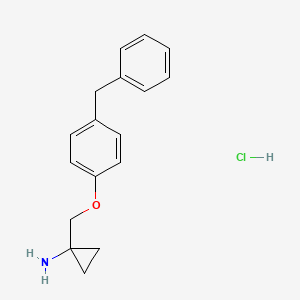 molecular formula C17H20ClNO B8244528 1-((4-Benzylphenoxy)methyl)cyclopropanamine hydrochloride 