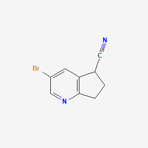 molecular formula C9H7BrN2 B8244576 3-bromo-6,7-dihydro-5H-cyclopenta[b]pyridine-5-carbonitrile 