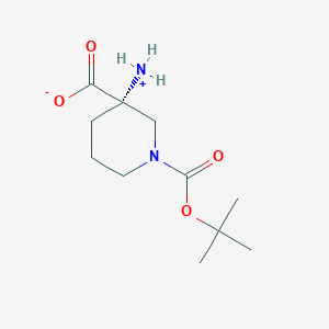 molecular formula C11H20N2O4 B8244587 (3S)-3-azaniumyl-1-[(2-methylpropan-2-yl)oxycarbonyl]piperidine-3-carboxylate 