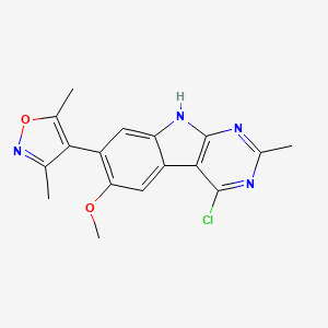 molecular formula C17H15ClN4O2 B8244662 4-(4-chloro-6-methoxy-2-methyl-9H-pyrimido[4,5-b]indol-7-yl)-3,5-dimethylisoxazole 