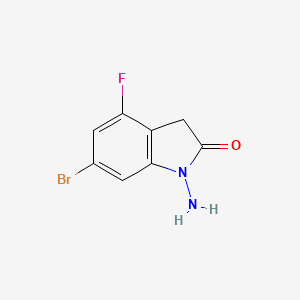 molecular formula C8H6BrFN2O B8244703 1-Amino-6-bromo-4-fluoroindolin-2-one 