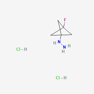 molecular formula C5H11Cl2FN2 B8244733 (3-Fluoro-1-bicyclo[1.1.1]pentanyl)hydrazine;dihydrochloride 