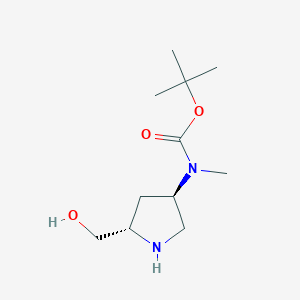 molecular formula C11H22N2O3 B8244777 tert-Butyl ((3R,5S)-5-(hydroxymethyl)pyrrolidin-3-yl)(methyl)carbamate 