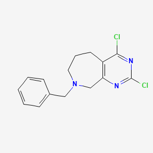 molecular formula C15H15Cl2N3 B8244791 8-Benzyl-2,4-dichloro-5,6,7,9-tetrahydropyrimido[4,5-C]azepine 