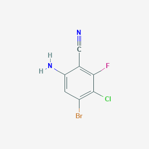 molecular formula C7H3BrClFN2 B8244884 6-Amino-4-bromo-3-chloro-2-fluoro-benzonitrile 