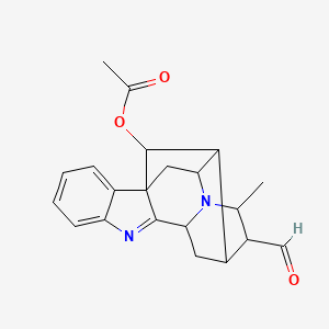 molecular formula C21H22N2O3 B8244914 (13-Formyl-14-methyl-8,15-diazahexacyclo[14.2.1.01,9.02,7.010,15.012,17]nonadeca-2,4,6,8-tetraen-18-yl) acetate 