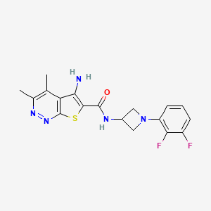 molecular formula C18H17F2N5OS B8244936 5-amino-N-[1-(2,3-difluorophenyl)azetidin-3-yl]-3,4-dimethylthieno[2,3-c]pyridazine-6-carboxamide 