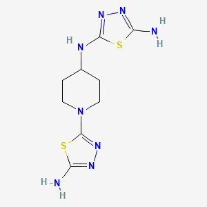 molecular formula C9H14N8S2 B8245008 N2-(1-(5-Amino-1,3,4-thiadiazol-2-YL)piperidin-4-YL)-1,3,4-thiadiazole-2,5-diamine 