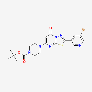 molecular formula C19H21BrN6O3S B8245044 Tert-butyl 4-(2-(5-bromopyridin-3-YL)-5-oxo-5H-[1,3,4]thiadiazolo[3,2-A]pyrimidin-7-YL)piperazine-1-carboxylate 