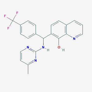 molecular formula C22H17F3N4O B8245054 7-(((4-Methylpyrimidin-2-YL)amino)(4-(trifluoromethyl)phenyl)methyl)quinolin-8-OL 