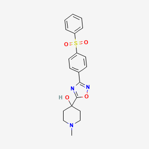 molecular formula C20H21N3O4S B8245194 1-Methyl-4-(3-(4-(phenylsulfonyl)phenyl)-1,2,4-oxadiazol-5-YL)piperidin-4-OL 