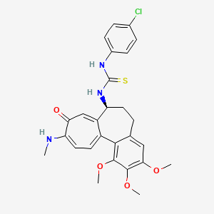 molecular formula C27H28ClN3O4S B8245268 1-(4-chlorophenyl)-3-[(7S)-1,2,3-trimethoxy-10-(methylamino)-9-oxo-6,7-dihydro-5H-benzo[a]heptalen-7-yl]thiourea 