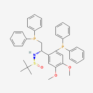 molecular formula C38H41NO3P2S B8245392 (S)-N-[(1S)-2-diphenylphosphanyl-1-(2-diphenylphosphanyl-4,5-dimethoxyphenyl)ethyl]-2-methylpropane-2-sulfinamide 