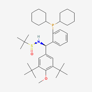 molecular formula C38H60NO2PS B8245411 (S)-N-[(R)-(3,5-ditert-butyl-4-methoxyphenyl)-(2-dicyclohexylphosphanylphenyl)methyl]-2-methylpropane-2-sulfinamide 