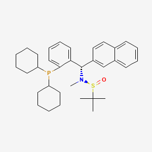 molecular formula C34H46NOPS B8245422 (S)-N-[(S)-(2-dicyclohexylphosphanylphenyl)-naphthalen-2-ylmethyl]-N,2-dimethylpropane-2-sulfinamide 