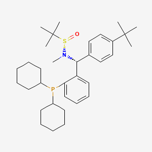 molecular formula C34H52NOPS B8245436 (S)-N-[(R)-(4-tert-butylphenyl)-(2-dicyclohexylphosphanylphenyl)methyl]-N,2-dimethylpropane-2-sulfinamide 