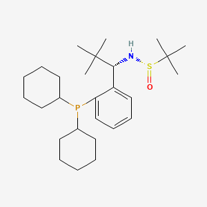 molecular formula C27H46NOPS B8245477 (S)-N-[(1S)-1-(2-dicyclohexylphosphanylphenyl)-2,2-dimethylpropyl]-2-methylpropane-2-sulfinamide 