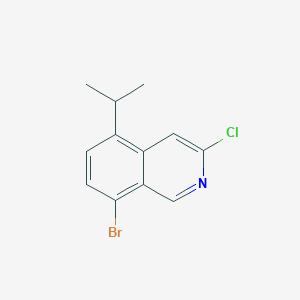 molecular formula C12H11BrClN B8245526 8-Bromo-3-chloro-5-isopropylisoquinoline 
