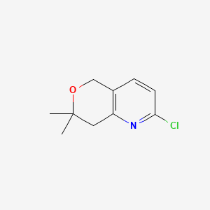 molecular formula C10H12ClNO B8245583 2-Chloro-7,7-dimethyl-7,8-dihydro-5H-pyrano[4,3-B]pyridine 
