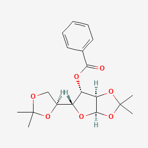 molecular formula C19H24O7 B8245646 Benzoic acid (3aR)-2,2-dimethyl-5alpha-[(4S)-2,2-dimethyl-1,3-dioxolane-4-yl]-3aalpha,5,6,6aalpha-tetrahydrofuro[2,3-d][1,3]dioxole-6alpha-yl ester 