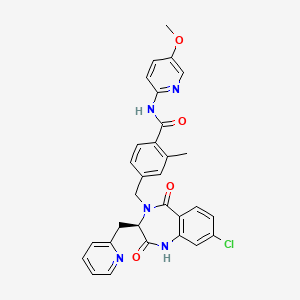 molecular formula C30H26ClN5O4 B8245700 4-[[(3R)-8-chloro-2,5-dioxo-3-(pyridin-2-ylmethyl)-1,3-dihydro-1,4-benzodiazepin-4-yl]methyl]-N-(5-methoxypyridin-2-yl)-2-methylbenzamide 