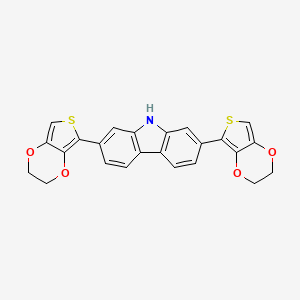 molecular formula C24H17NO4S2 B8245739 2,7-Bis(2,3-dihydrothieno[3,4-b][1,4]dioxin-5-yl)-9H-carbazole 