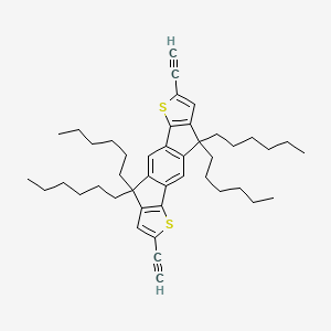 molecular formula C44H58S2 B8245749 2,7-Diethynyl-4,4,9,9-tetrahexyl-4,9-dihydro-S-indaceno[1,2-B:5,6-B']dithiophene 
