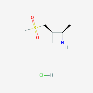 molecular formula C6H14ClNO2S B8245948 (2R,3R)-2-Methyl-3-(methylsulfonylmethyl)azetidine HCl 