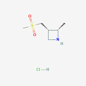 molecular formula C6H14ClNO2S B8245950 (2S,3S)-2-Methyl-3-(methylsulfonylmethyl)azetidine hydrochloride 