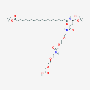 molecular formula C45H83N3O13 B8246227 (S)-22-(tert-Butoxycarbonyl)-45,45-dimethyl-10,19,24,43-tetraoxo-3,6,12,15,44-pentaoxa-9,18,23-triazahexatetracontanoic acid 