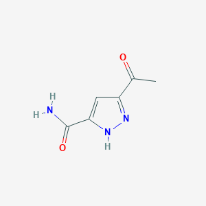 molecular formula C6H7N3O2 B8246241 1H-Pyrazole-3-carboxamide, 5-acetyl- 