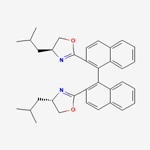 molecular formula C34H36N2O2 B8246252 (S)-2,2'-Bis((S)-4-isobutyl-4,5-dihydrooxazol-2-yl)-1,1'-binaphthalene 