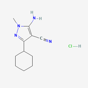 molecular formula C11H17ClN4 B8246317 5-amino-3-cyclohexyl-1-methyl-1H-pyrazole-4-carbonitrile hydrochloride 